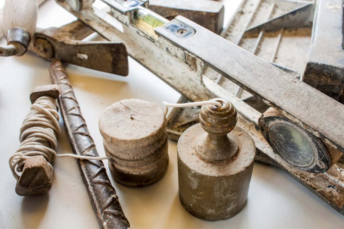 Image of various masonry related tools.