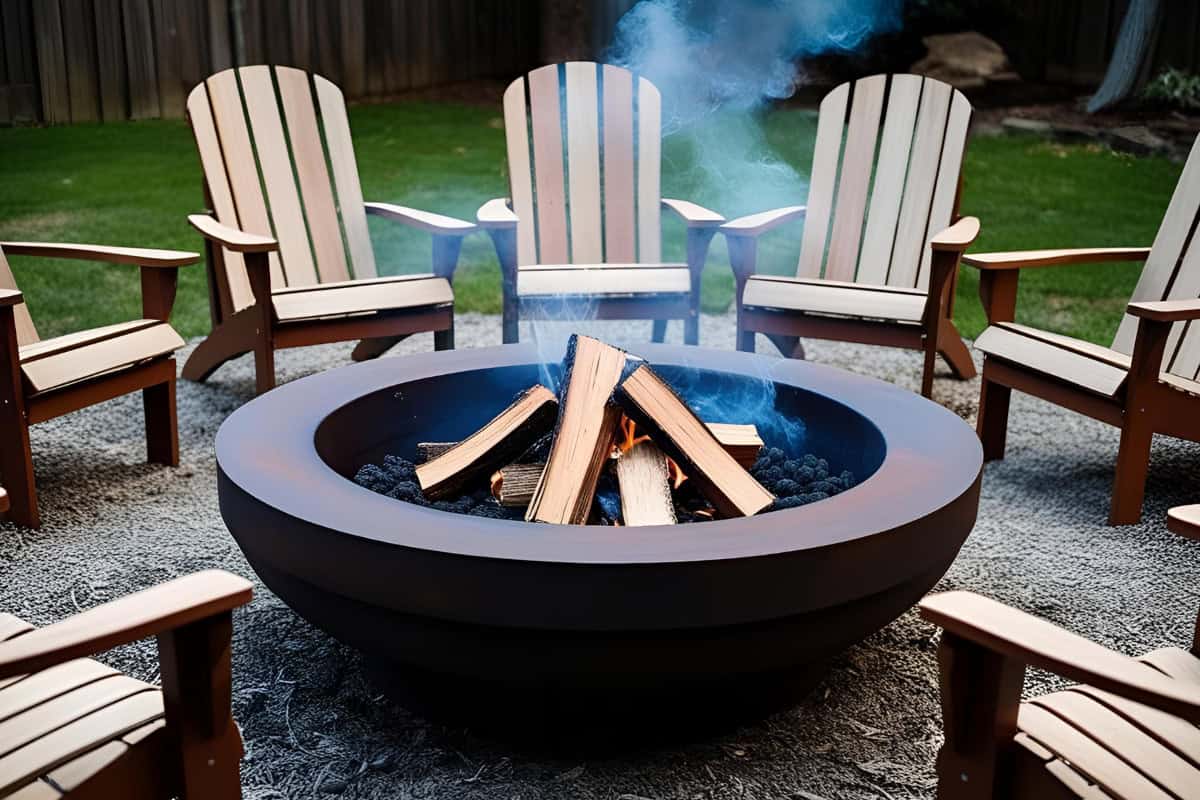 Image of a burning fire pit bowl for a blog post about how to start a fire pit.