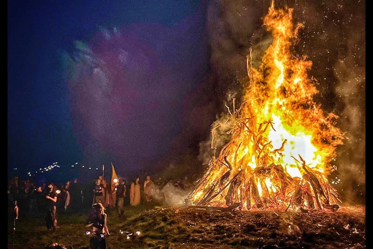 Image of a bonfire at a Celtic fire festival in Ireland.