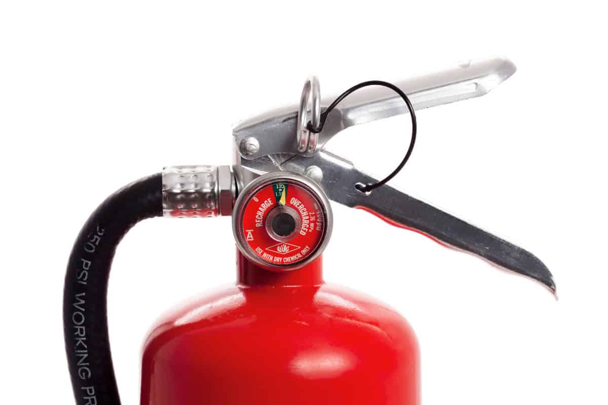 Image of a fire extinguisher for a post on how to put out a fire pit.