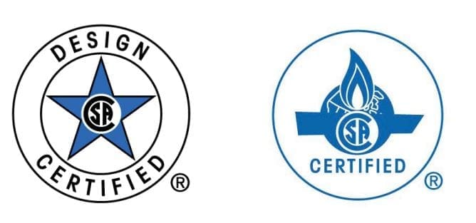 Image of two CSA related certification badges side-by-side.