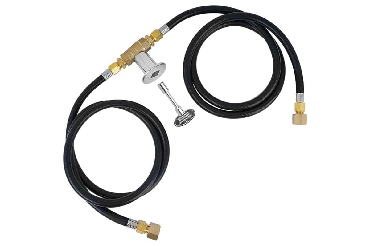 High-quality black garden hose with brass fittings, outdoor faucet connector, and spray nozzle for backyard watering and outdoor cleaning. Durable, flexible, and easy to use.